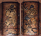 Case (Inrō) with Design of Foreigners, One holding a Cock, Lacquer, roiro and nashiji, gold, silver and black hiramakie, takamakie; Interior: nashiji and fundame, Japan