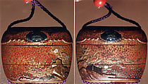 Case (Inrō) with Design of Various Flowers Growing beside Rocks and Fence, Lacquer, red and gyobu, gold and silver hiramakie, coral, raden, metal inlay; Interior: nashiji and fundame, upper case three-divided, Japan