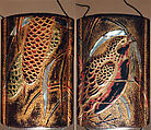 Case (Inrō) with Design of Quail Standing beside Millet Stalks, Lacquer, roiro and rubbed nashiji, gold, black and red hiramakie, raden; Interior: roiro and fundame, each case gold metal label, Japan