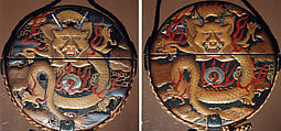 Case (Inrō) with Design of  Flaming Dragon with Clouds, Lacquer, roiro, gold, silver and red hiramakie, takamakie, raden, aogai; Interior: nashiji, divided, silver metal tray, Japan