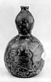 Gourd-Shaped Sake Bottle, Clay with congealed glaze over a thin glaze (Shidoro ware), Japan