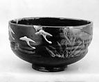 Teabowl, Paste covered with glaze and splashes of transparent glaze; enameled designs (Kiyomizu ware), Japan