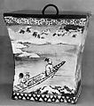 Square Water Pot, Clay with design modeled in relief in white slip under a transparent glaze (Kenzan ware), Japan