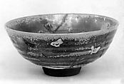 Teabowl, Clay covered with a transparent, mottled glaze and enamel decoration (Kiyomizu ware), Japan