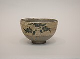 Bowl, Clay with white slip and transparent glaze; a crackled overglaze decorated in enamel (Ye Karatsu or painted Karatsu), Japan