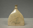 Three-Cornered Bottle, Pottery decorated under a finely crackled glaze (Satsuma ware), Japan