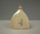 Three-Cornered Bottle, Pottery decorated under a finely crackled glaze (Satsuma ware), Japan