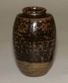 Tea Jar, Clay stained dark, covered with a glaze mottled with black (Seto ware), Japan