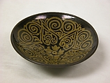 Teabowl, Stoneware with painted decoration on dark brown glaze, tortoise-shell glaze on reverse, China