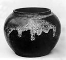 Jar, Clay with a transparent glaze and splashes (Shino ware, red Oribe type), Japan