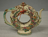 Wine Pot, Clay covered with a finely crackled, transparent glaze; decorated in colored enamels and gold (Satsuma ware), Japan