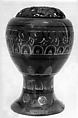 Incense Burner on High Foot, Clay incised and ornamented; inlaid with black and white slip in Korai style (Yatsushiro ware), Japan
