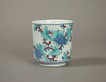 One of Three Cups with Floral Designs, from a Set of Twenty, Porcelain with underglaze blue and overglaze enamels (Hizen ware, Nabeshima type), Japan