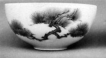 Bowl, White porcelain decorated with blue under the glaze (Hirado ware), Japan