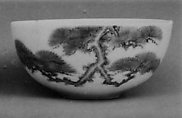 Bowl, White porcelain decorated with blue under the glaze (Hirado ware), Japan