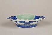 Small Dish with Waves, Shells, and Gourds, Porcelain with celadon glaze and underglaze blue (Hizen ware, Nabeshima type), Japan