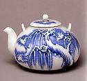 Teapot, White porcelain decorated with blue under the glaze (Hirado ware), Japan