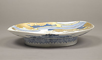 Dish with Design of Court Lady by the Gate of a Shinto Shrine, Porcelain with underglaze blue, overglaze enamels, and gold (Hizen ware, Arita type), Japan