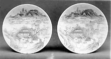 Saucer with Landscape Design, Porcelain with underglaze blue decoration (Hizen ware, Nabeshima type), Japan