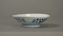 Dish with Fish in a Stream, White porcelain decorated with blue under the glaze; comb pattern round the high foot (Nabeshima ware), Japan