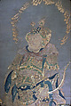 Buddhist Guardian King, Hanging scroll; silk applique and embroidery on plain-weave silk, China