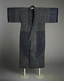 Sashiko Kimono, Indigo-dyed plain-weave cotton, quilted and embroidered with white cotton thread, Japan