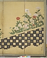 Red and White Poppies, Traditionally attributed to Tosa Mitsumochi (active 1525–ca. 1559), Six-panel folding screen; ink, color, and gold leaf on paper , Japan