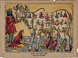 Jagat Mata Go-Laxmi (World Mother Cow of Good Fortune), Lithograph, watercolor (hand-coloring), selectively applied glaze, India, Calcutta, West Bengal