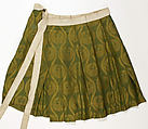 Theatrical costume, (b) silk
(d, e) cotton
(g) paper, Japan
