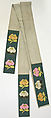 Theatrical costume, (a, c, e, f, k) silk
(h, i) cotton, Japan