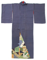 Robe with Tanzaku and Shikishi Poem Cards, Crepe silk (chirimen); resist-dyed and hand-painted patterns, gold accents, Japan
