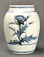 Jar with Thistle, Kondō Yūzō  Japanese, Porcelain with underglaze cobalt blue, Japan