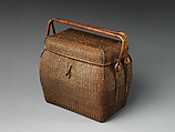 Basket for Transporting Sencha Tea-Ceremony Utensils (Chakago or Teiran), Hayakawa Shōkosai I (Japanese, 1815–1897), Rattan and brocaded silk, Japan