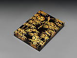 Covered Box for Volumes, Lacquered wood with gold and silver hiramaki-e on black ground, Japan