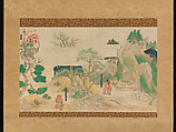 Scene from The Illustrated Legends of Jin’ōji Temple, Fragment of a handscroll mounted as a hanging scroll; ink and color on paper, Japan