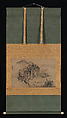 Landscape with Rocky Precipice, Sesson Shūkei (ca. 1504–ca. 1589), Hanging scroll; ink and color on paper, Japan