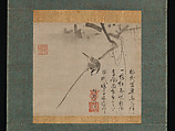 Bird on a Branch, Unkei Eii (Japanese, active first half of the 16th century), Hanging scroll; ink on paper, Japan