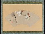 Cherry Blossoms, Sakai Hōitsu (Japanese, 1761–1828), Fan mounted as a hanging scroll; ink and color on paper, Japan