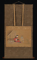Young Woman on a Veranda, Furuyama Moroshige (Japanese, active second half of the 17th century), Hanging scroll; ink and color on silk, Japan