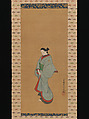 Standing Woman, Tōsendō Rifū (Japanese, active ca. 1730), Hanging scroll; ink and color on silk, Japan