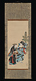 Manzai Performers, Kengetsudō (Japanese,  active 18th century), Hanging scroll; ink and color on paper, Japan