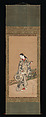 Woman on Veranda, Takizawa Shigenobu (Japanese, active 1720–40), Hanging scroll; ink and color on silk, Japan
