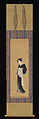Woman in a Black Kimono, Katsukawa Shunshō 勝川春章 (Japanese, 1726–1792), Hanging scroll; ink, color, and gold on silk, Japan