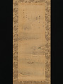 Snow, Moon, and Cherry Blossoms (Yoshiwara in Three Seasons), Chōbunsai Eishi (Japanese, 1756–1829), Triptych of  hanging scrolls; ink, color, and gold on silk, Japan