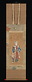 Bandō Mitsugorō II as Shinbei in the Kabuki 
Play "Sukeroku", Utagawa Toyokuni I (Japanese, 1769–1825), Hanging scroll; ink and color on paper, Japan