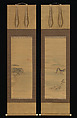 Shichirigahama and Enoshima, Utagawa Hiroshige (Japanese, Tokyo (Edo) 1797–1858 Tokyo (Edo)), Diptych of hanging scrolls; ink and color on silk, Japan