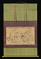 Taking Shelter from the Rain, Teisai Hokuba (Japanese, 1771–1844), Hanging scroll; ink and color on silk, Japan