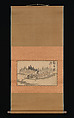 Evening Glow in a Mountain Village and Calligraphy, Ike no Taiga (Japanese, 1723–1776), Album leaves mounted as hanging scrolls; ink on paper, Japan