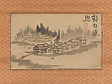 Evening Glow in a Mountain Village and Calligraphy, Ike no Taiga (Japanese, 1723–1776), Album leaves mounted as hanging scrolls; ink on paper, Japan