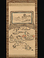 The Eight Immortals of the Wine Cup, Tani Bunchō (Japanese, 1763–1840), Hanging scroll; ink and color on silk, Japan